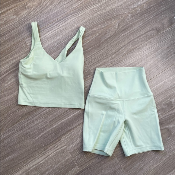 Lululemon Align Tank and Align Biker Shorts Set Sz 0 EUC like new Green Mint - Picture 8 of 10
